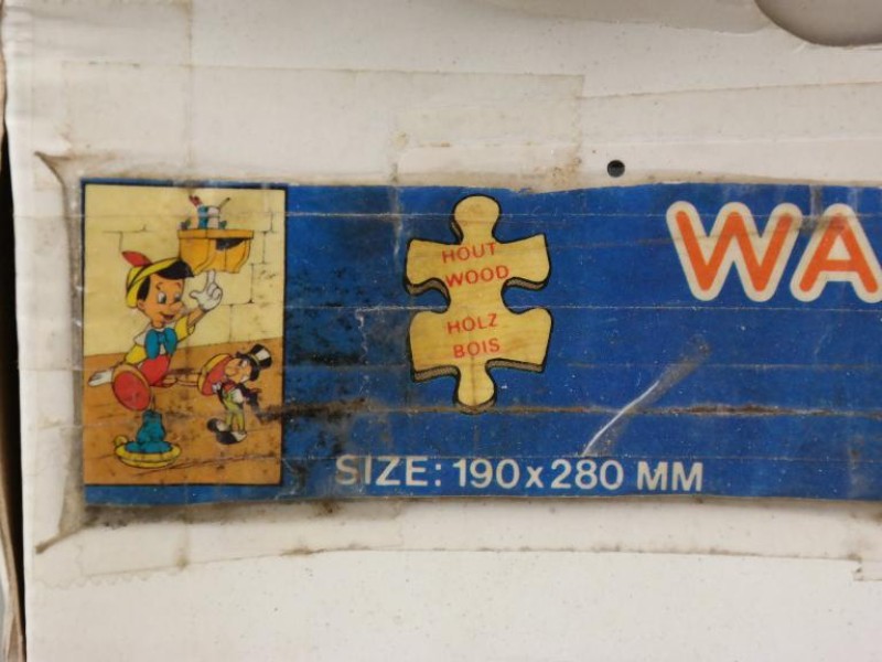 Vintage houten Disney Pinocchio puzzel (compleet) in origineel doosje