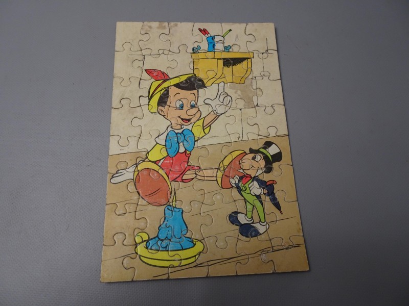 Vintage houten Disney Pinocchio puzzel (compleet) in origineel doosje