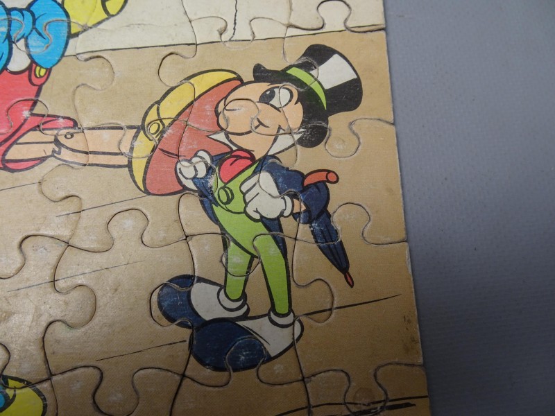 Vintage houten Disney Pinocchio puzzel (compleet) in origineel doosje