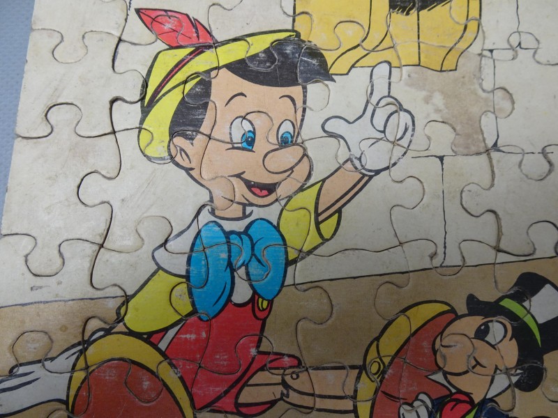 Vintage houten Disney Pinocchio puzzel (compleet) in origineel doosje