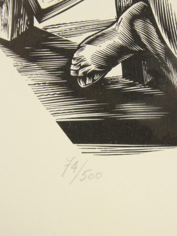 Houtgravure 'Naakte vrouw en zeemeermin' - Guido Mariman (1948)