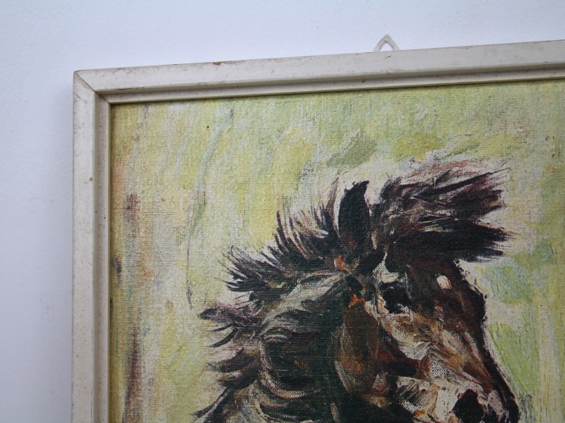 Vintage paardenprint op hout - Faust