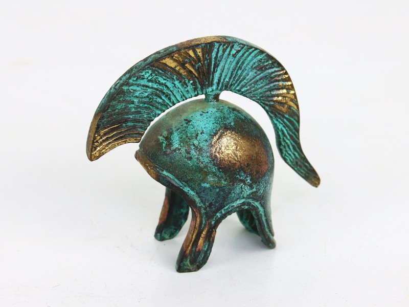 Antieke bronzen miniatuur helm