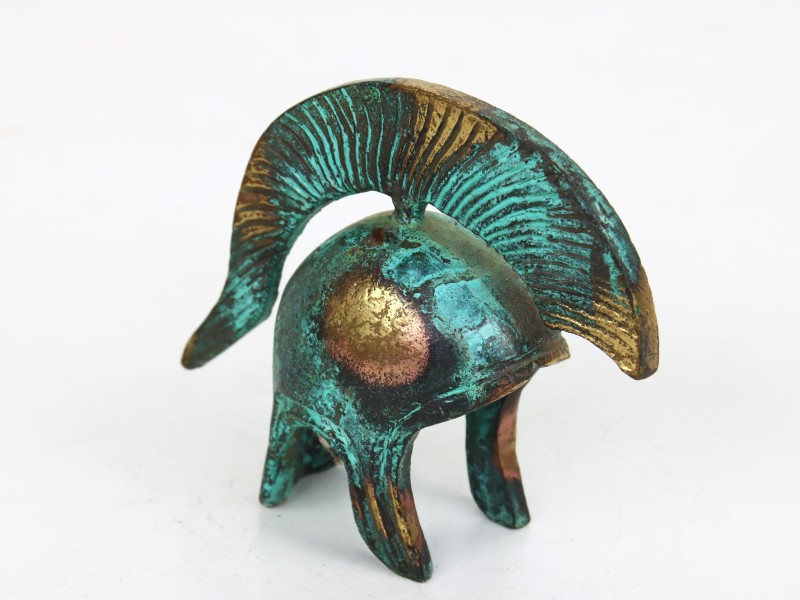Antieke bronzen miniatuur helm