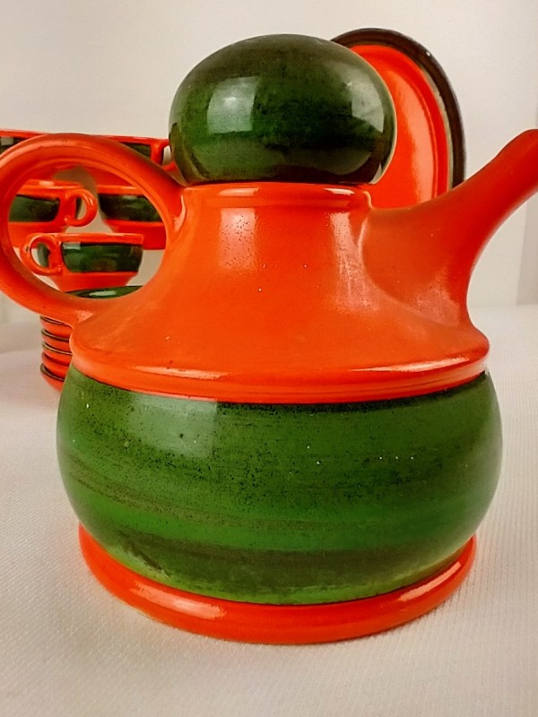 Vintage servies oranje/groen