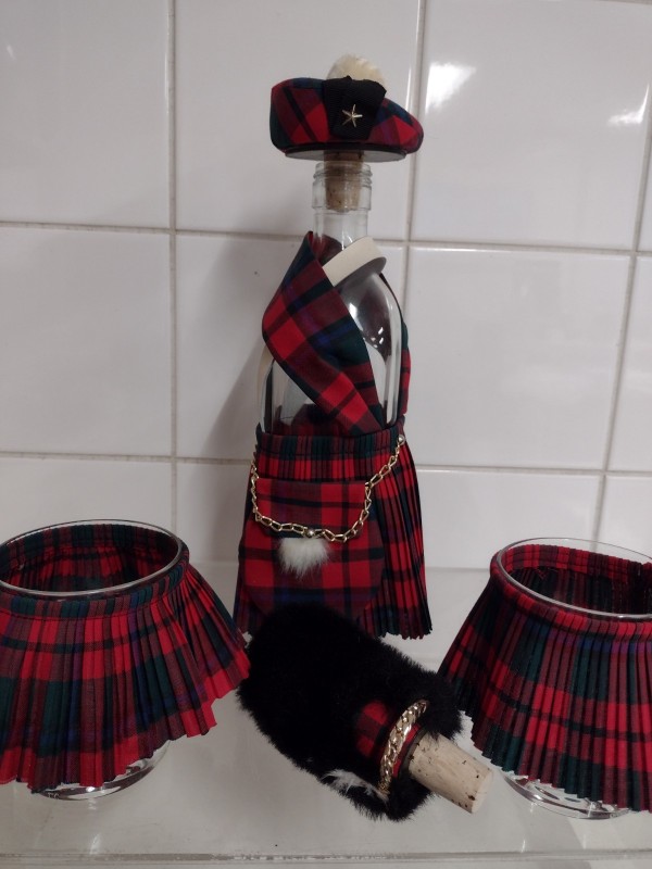 Schotse Tartan fles & glazen