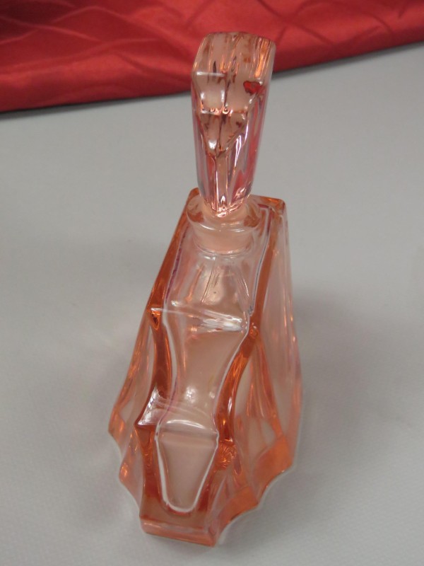 Art Deco rosé glazen parfumfles