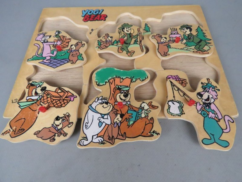 Retro Yogi bear houten leg puzzel (compleet)