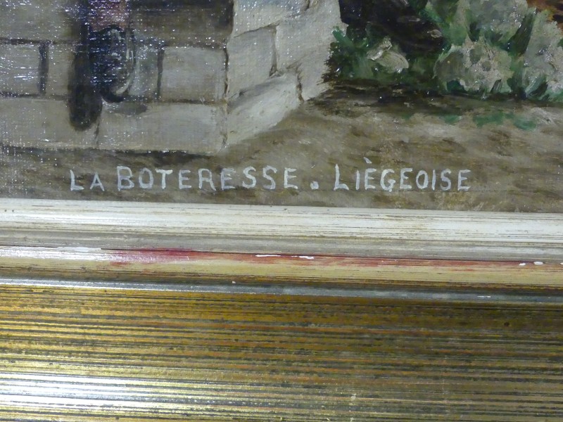 Schilderij 'La Boteresse* Liègeoise' gesigneerd