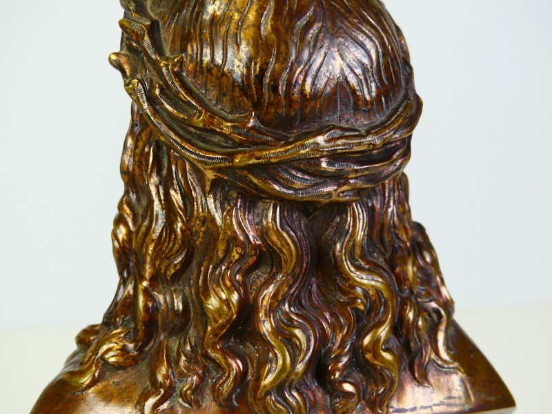 Bronzen Jezus met doornenkroon - buste