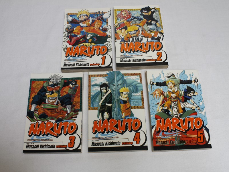 "Naruto"- Manga- Volume 1 t/m 5 by  Masashi Kishimoto (Art. 889)