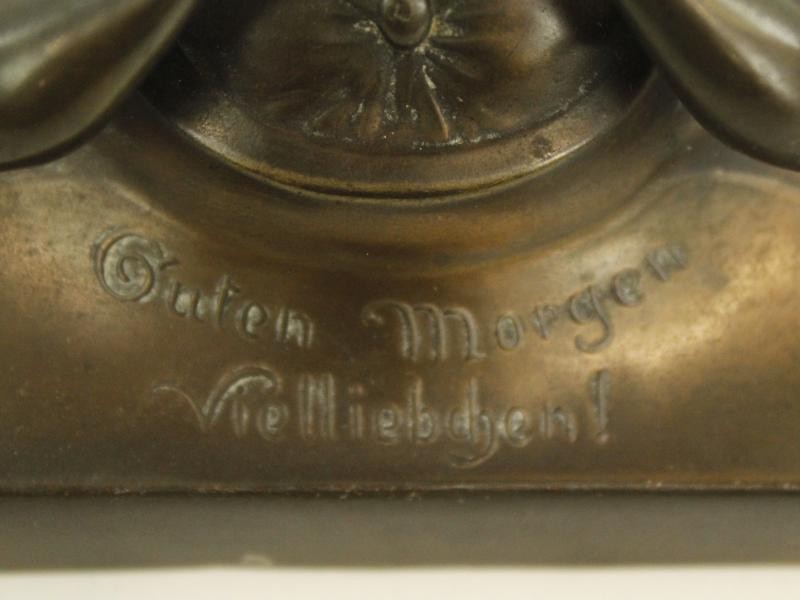 Art nouveau dame met tweedelige telefoon 'Guten Morgen Vielliebchen!'