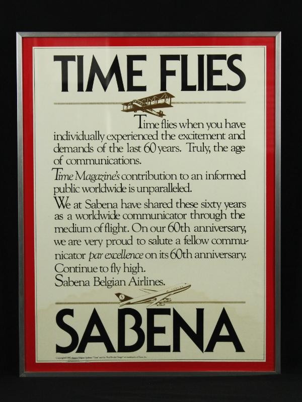 Poster voor 60-jarig jubileum 'Time Magazine' van Sabena (1983)