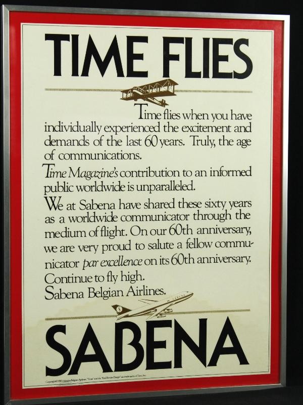 Poster voor 60-jarig jubileum 'Time Magazine' van Sabena (1983)