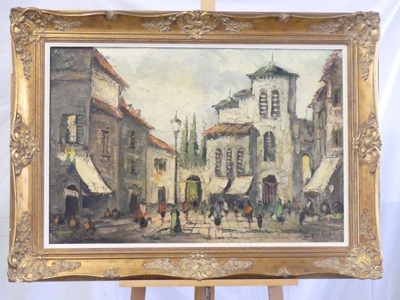 ‎Schilderij - Berfort - Mediterrane volksbuurt