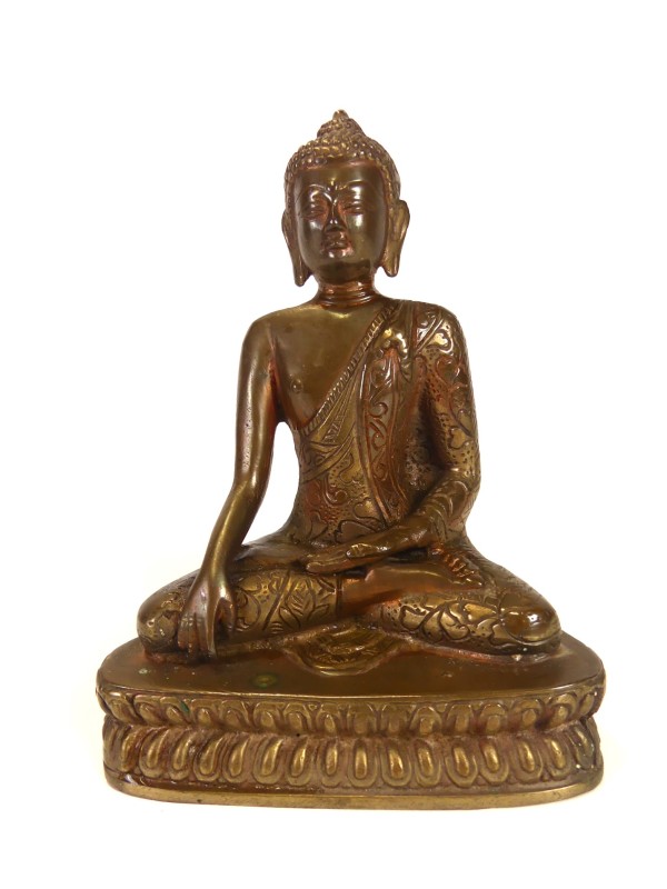 Vintage zittende bronzen Boeddhabeeld