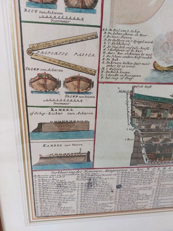 Antieke kaart van oorlogsschip door Covens & Mortier 1721-41