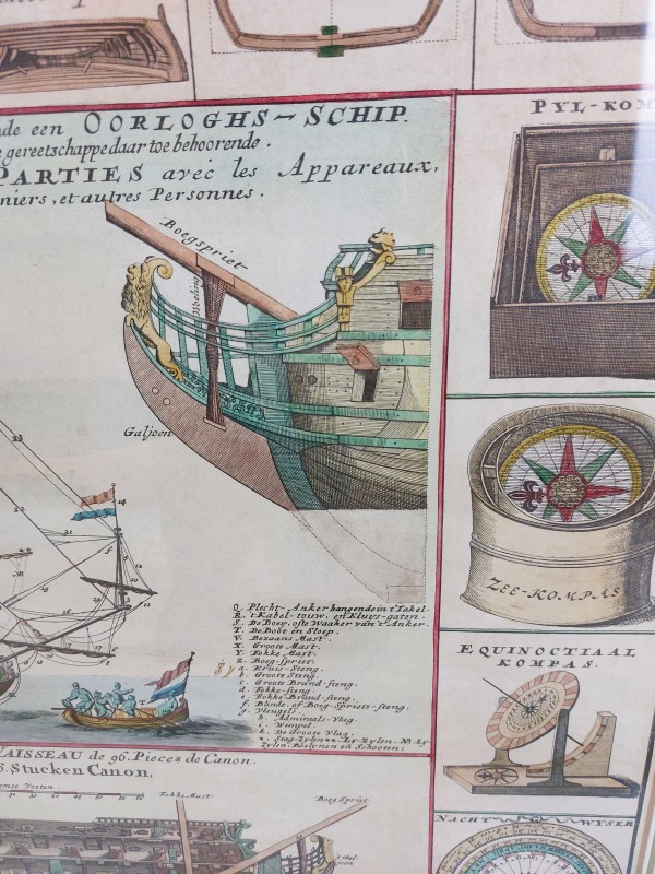 Antieke kaart van oorlogsschip door Covens & Mortier 1721-41