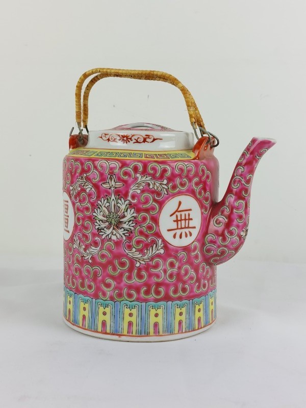 Chinoiserie Raspberry Mon Shou porseleinen theeset