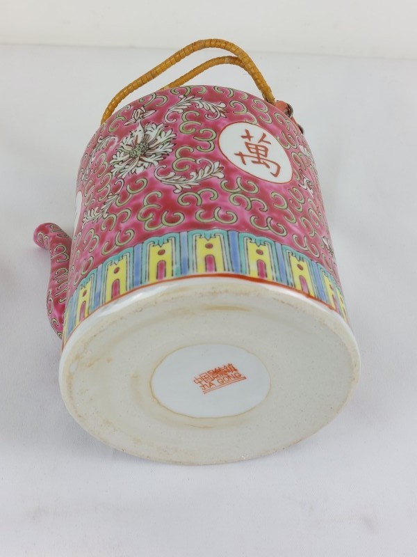 Chinoiserie Raspberry Mon Shou porseleinen theeset