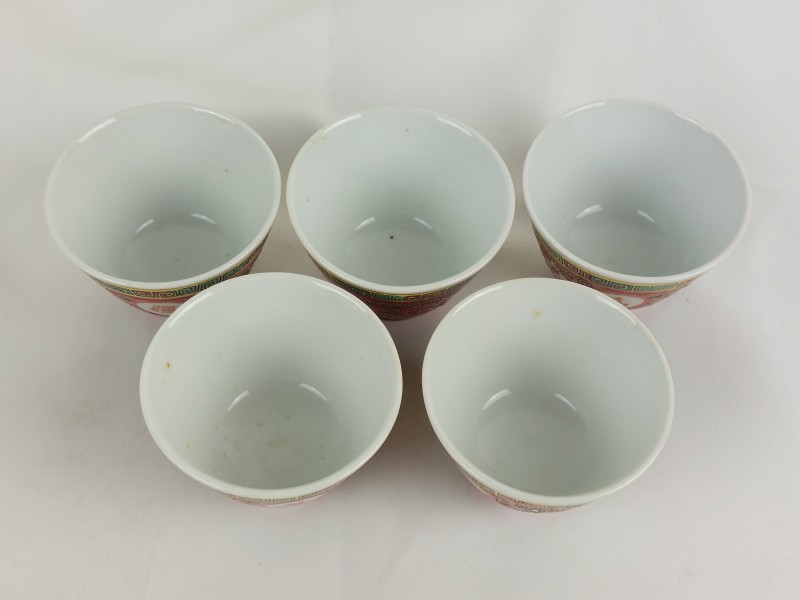 Chinoiserie Raspberry Mon Shou porseleinen theeset