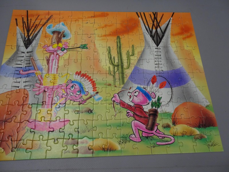 Vintage complete puzzel "Pink Panther en indianen" 1986