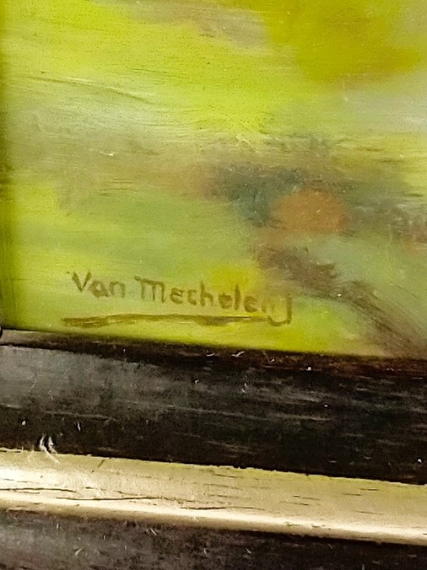 Olieverf schilderij getekend Van Mechelen J.