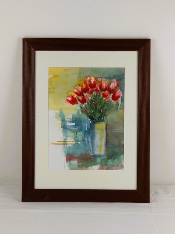 Schilderij van Leo Vermeiren "Rode Tulpen 01"