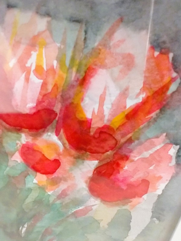 Schilderij van Leo Vermeiren "Rode Tulpen 01"