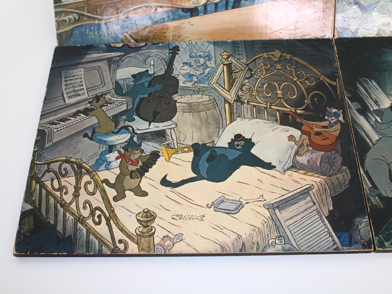 4 Vintage Disney Aristocats prenten op hout