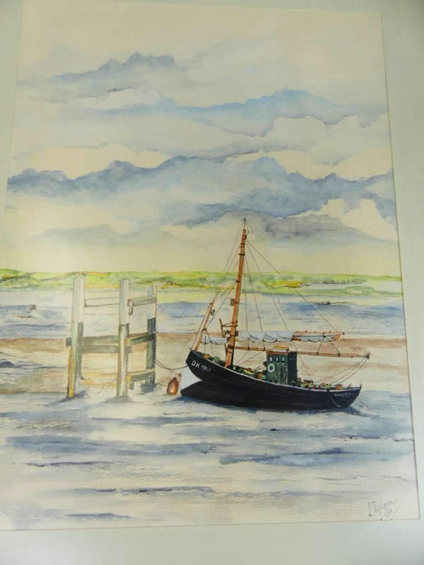 Aquarel marine gesigneerd en gedateerd