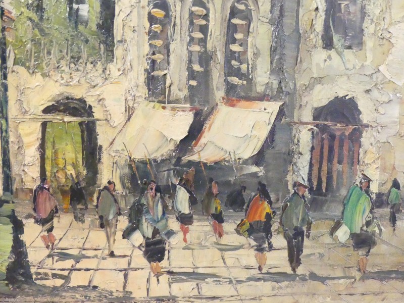 ‎Schilderij - Berfort - Mediterrane volksbuurt