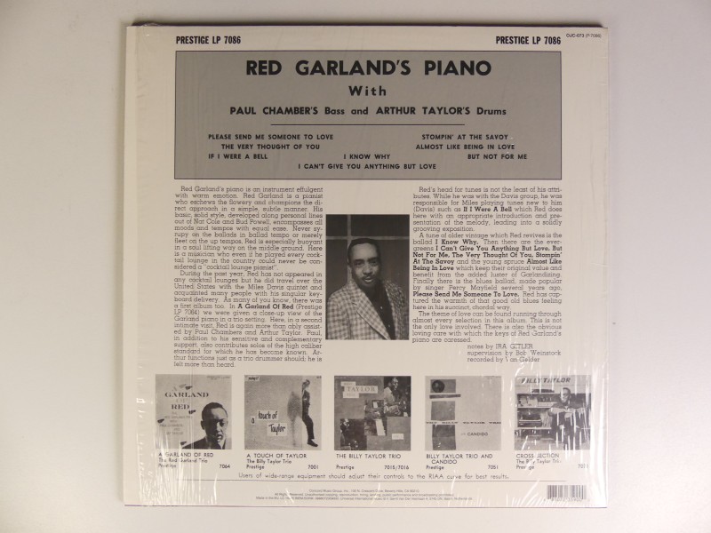 LP - Red Garland With Paul Chambers And Art Taylor – Red Garland's Piano (JAZZ)