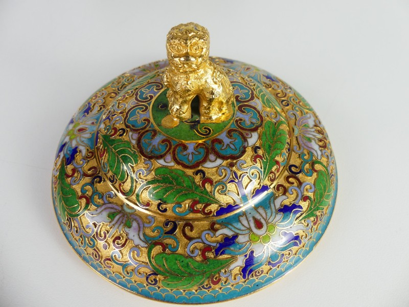 Chinese Cloisonné geëmailleerde dekselvaas