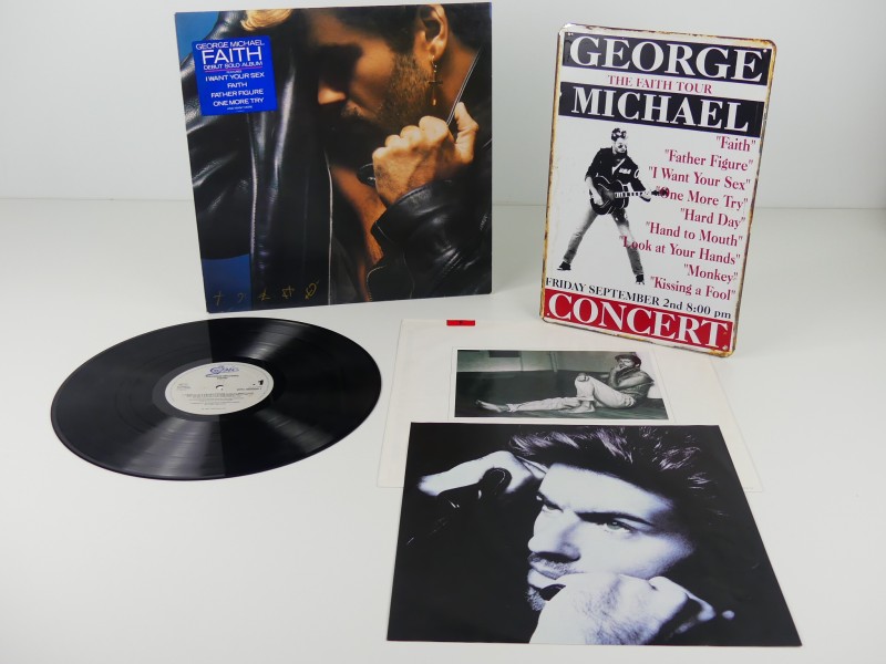 Lp George Michael + Metalen reclamebord