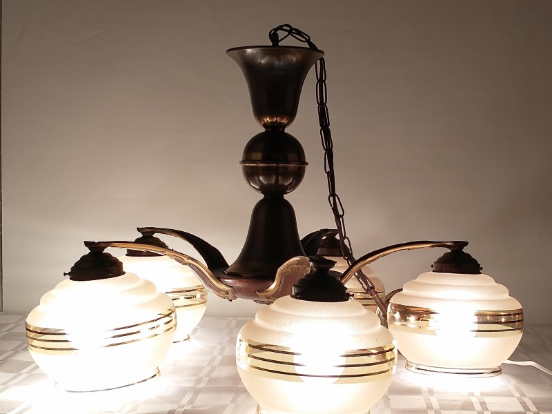 Vijfarmige vintage hanglamp