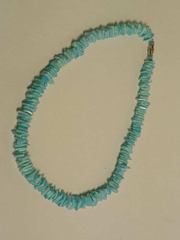 Turquoise blauwe halsketting en armband uit schelpen