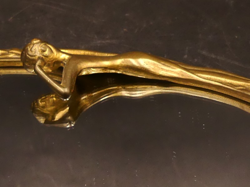 Art-Nouveau tafelspiegel brons