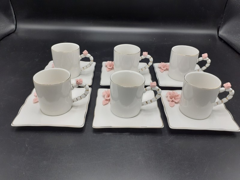 6 Espressokopjes + 6 onderbordje: Hayal Fine Porcelain