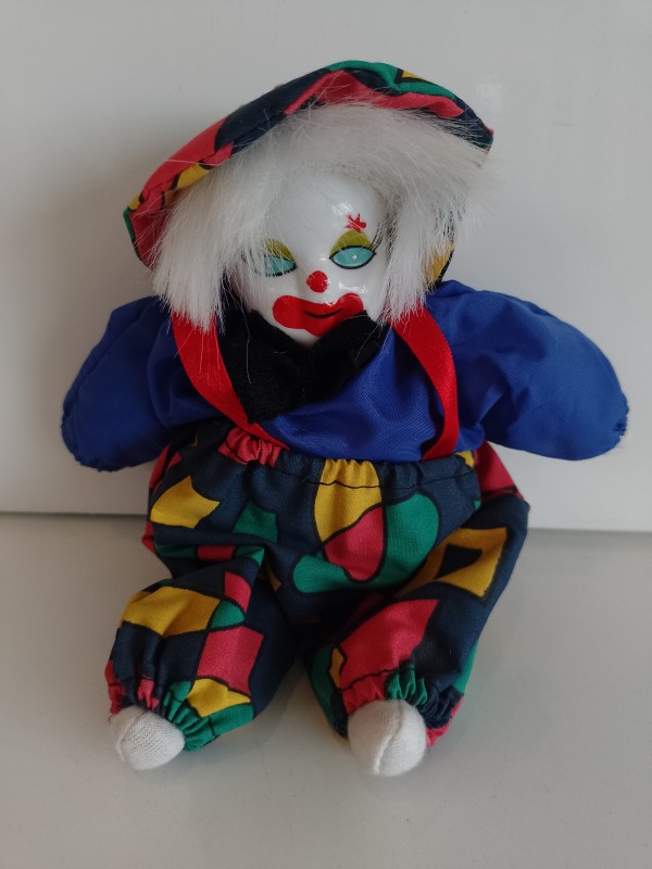 Set porseleinen clown/harlekijnpopjes