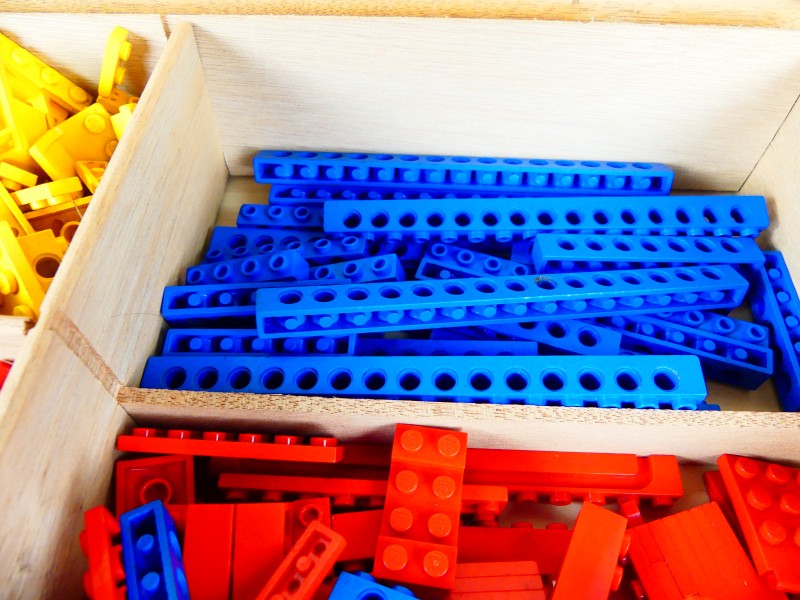 Vintage houten doos Lego.