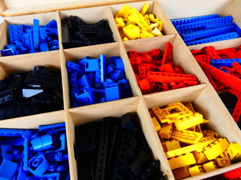 Vintage houten doos Lego.