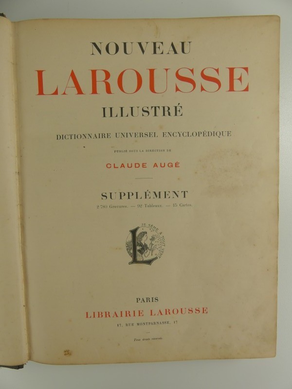 Encyclopedie - Nouveau Larousse illustré ''Supplement''