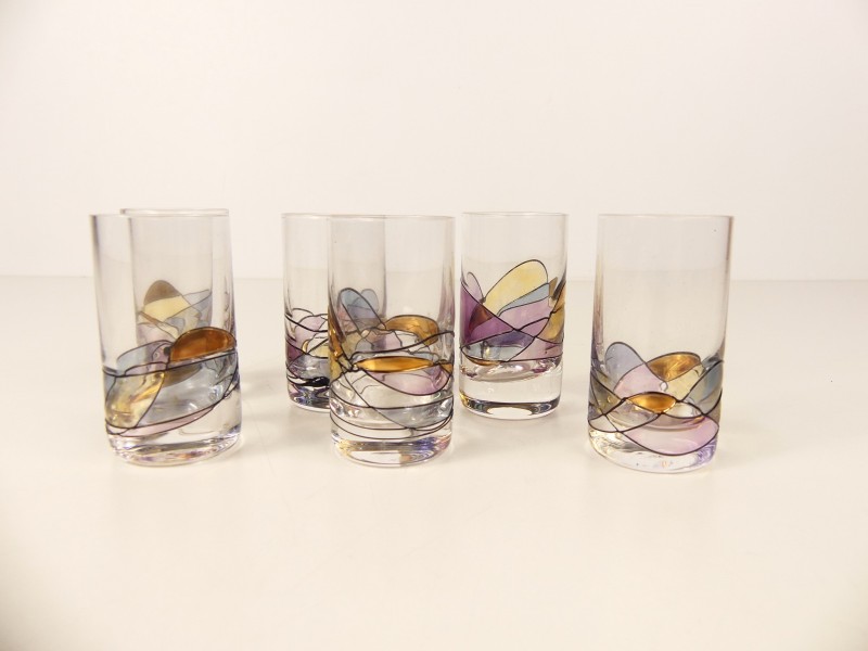 Vintage set van 6 shotjes glazen