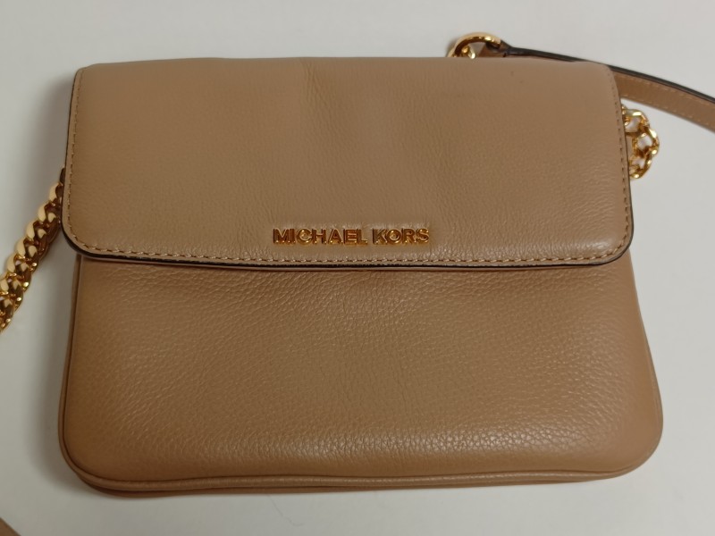 Kleine beige lederen Michael Kors tas