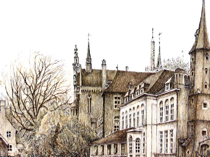 Set van 2 lithografieën Brugge - Luc Putman