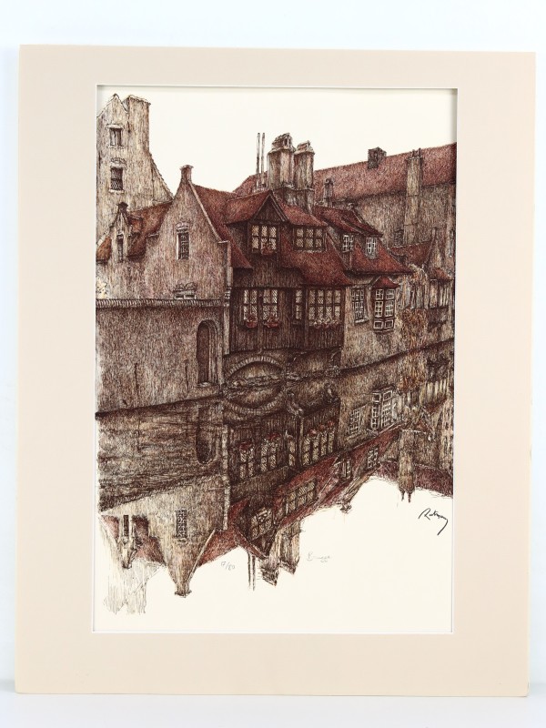 Set van 2 lithografieën Brugge - Luc Putman