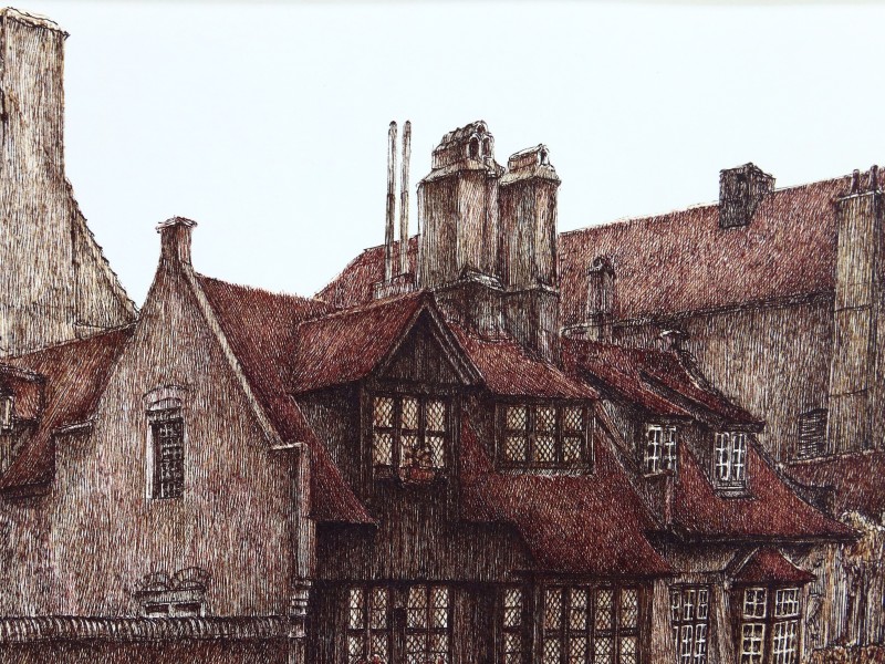 Set van 2 lithografieën Brugge - Luc Putman