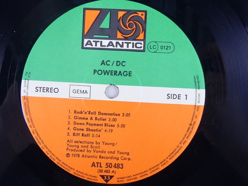 AC/DC – Powerage Lp – eerste Europese persing