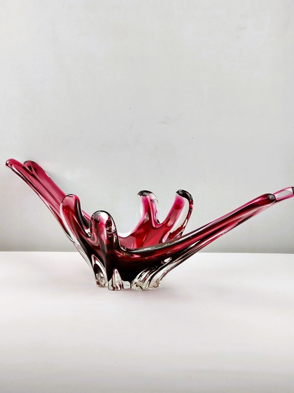 Murano rood/rose kleurige schaal